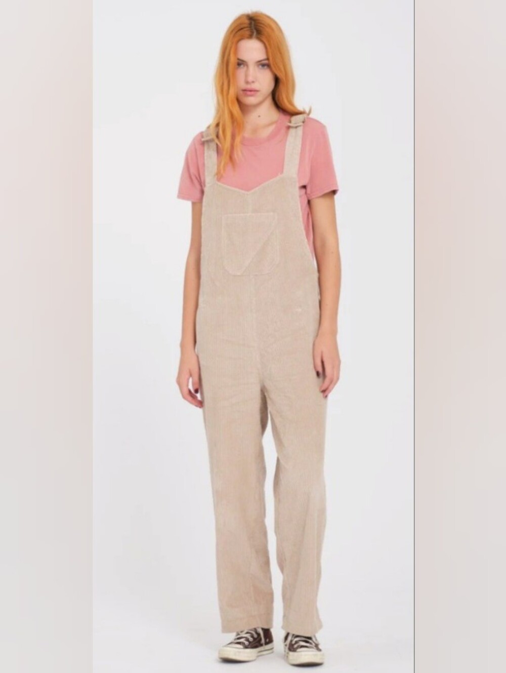 Volcom Beige Corduroy Overalls